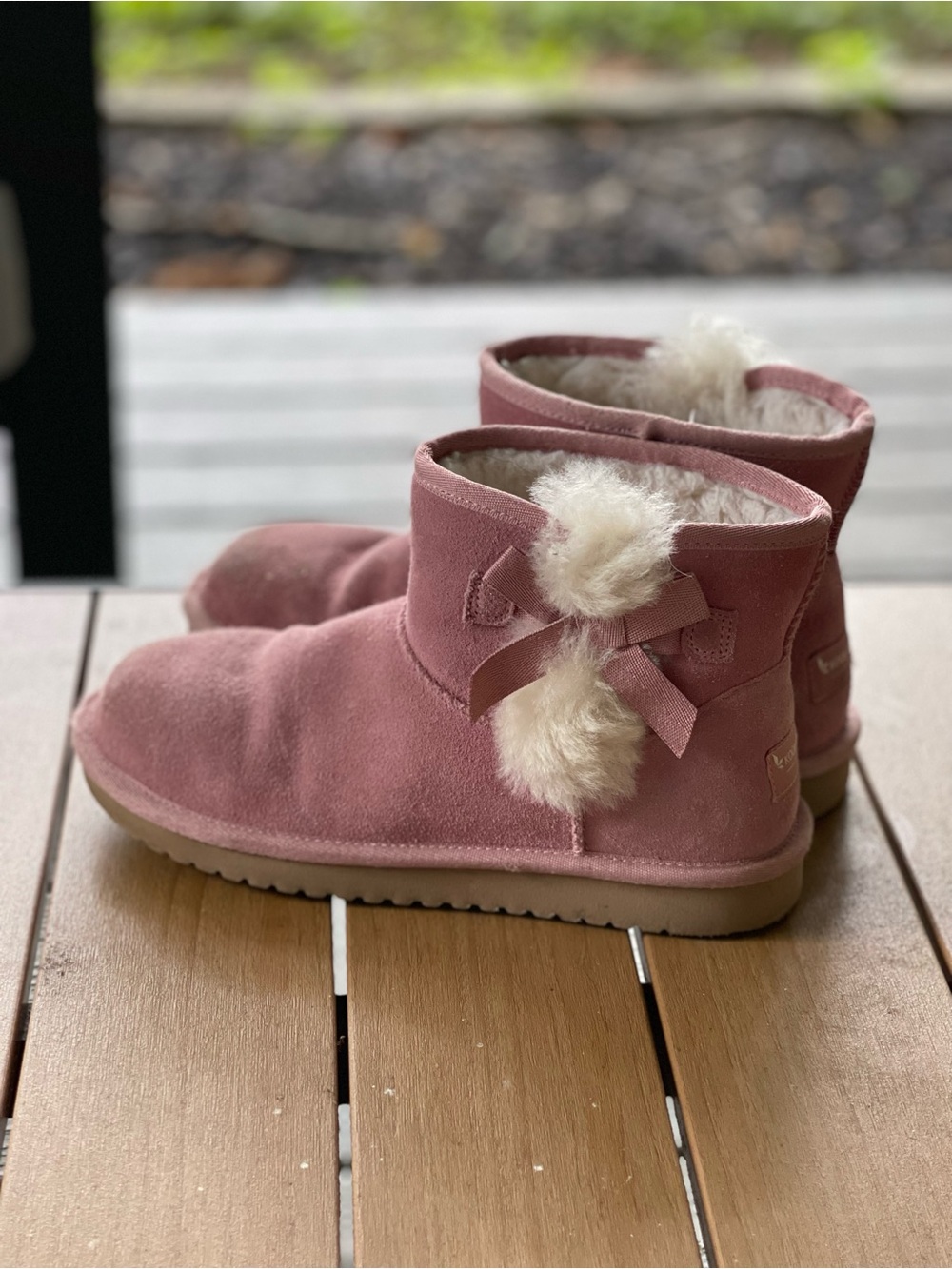 Koolaburra Pink Suede Shearling-Lined Ankle Boot